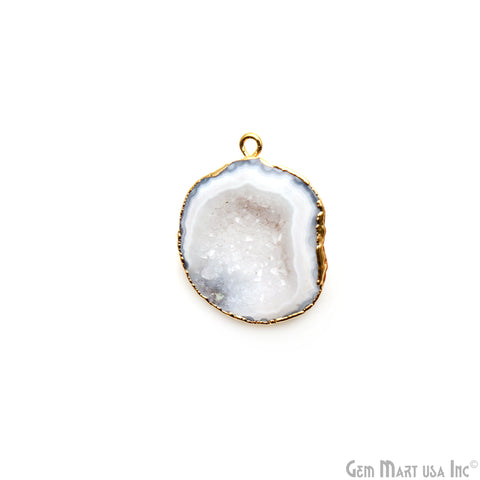 Geode Druzy Gold Electroplated 20x28mm Single Bail Gemstone Connector