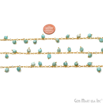 Amazonite Tumble Beads 8x5mm Gold Plated Cluster Dangle Chain