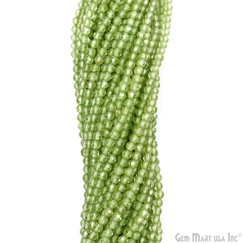 Peridot Rondelle Beads, 13 Inch Gemstone Strands, Drilled Strung Nugget Beads, Faceted Round, 2-2.5mm