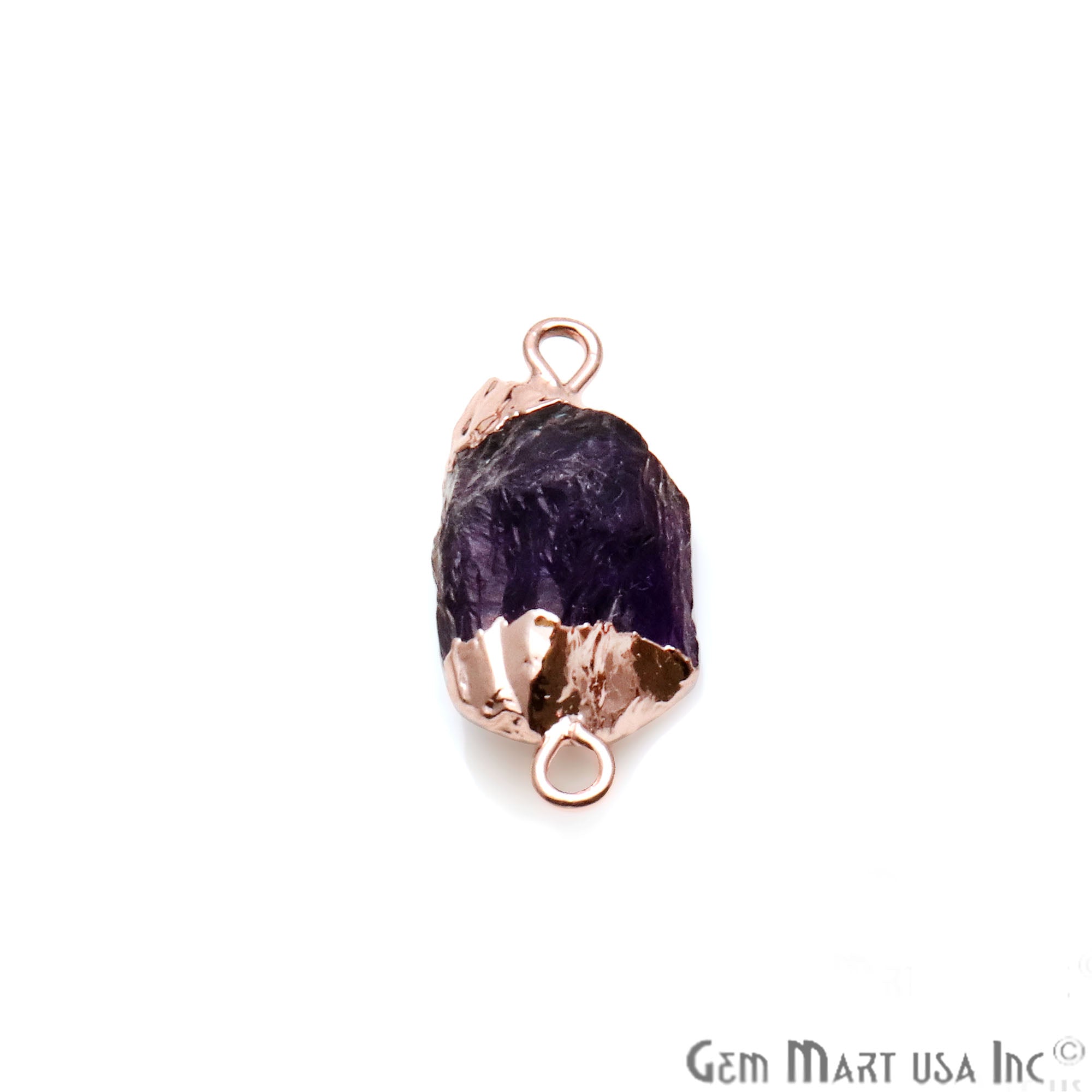 Rough Amethyst Organic 23x12mm Rose Gold Electroplated Pendant Connector - GemMartUSA