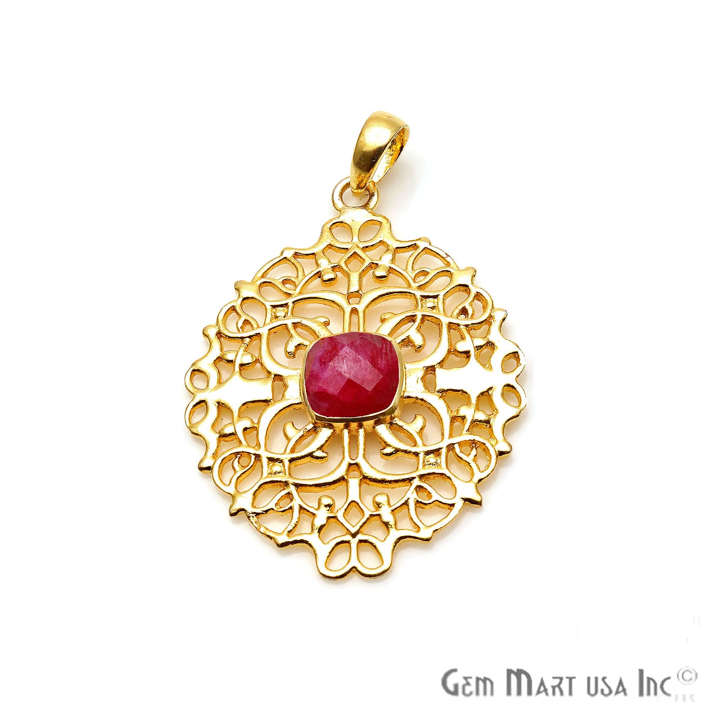 DIY Gold 46x34mm Chandelier Filigree Pendant 1pc (Pick Your Gemstone) - GemMartUSA