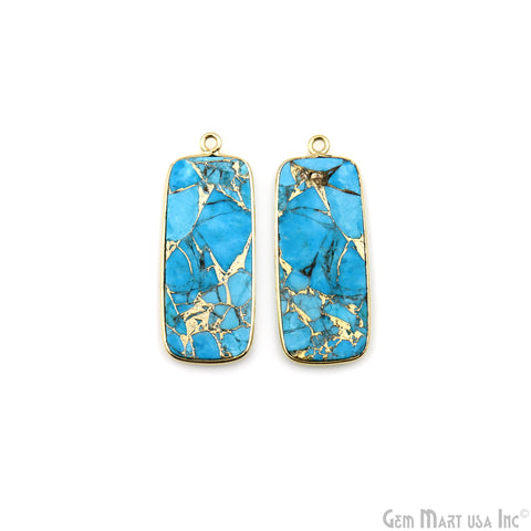 Turquoise Mohave 34x12mm Gold Plated Single Bail Earring Connector 1 Pair