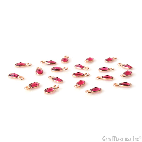 5pc Lot Pink Tourmaline Oval 4x3mm Rose Gold Plated Single Bail Brilliant Cut Gemstone Connector