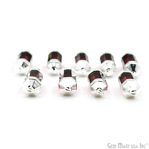 Pink Tourmaline Double Point 33x8mm Silver Electroplated Gemstone Connector