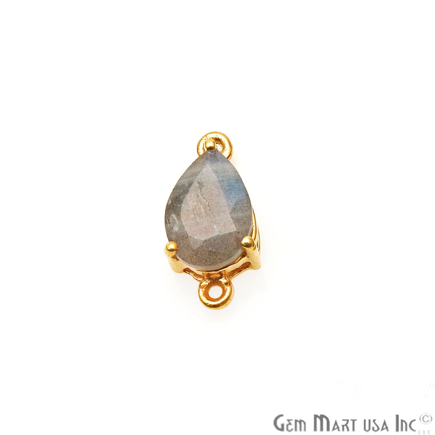 Labradorite Prong Setting Gold Plated Flashy Gemstone Connector - GemMartUSA