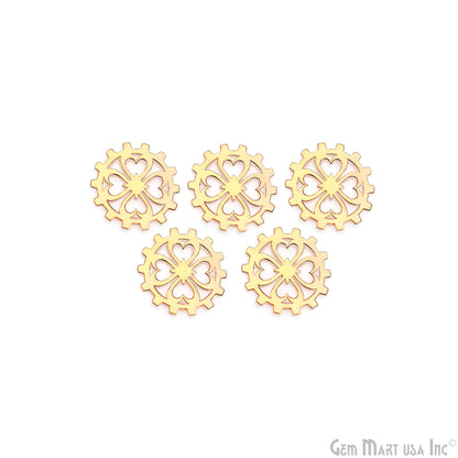 Wheel Shape Charm Laser Finding Gold Plated 20mm Charm For Bracelets & Pendants