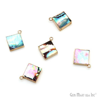 Abalone Shell 14mm Square Single Bail Gold Electroplated Connector