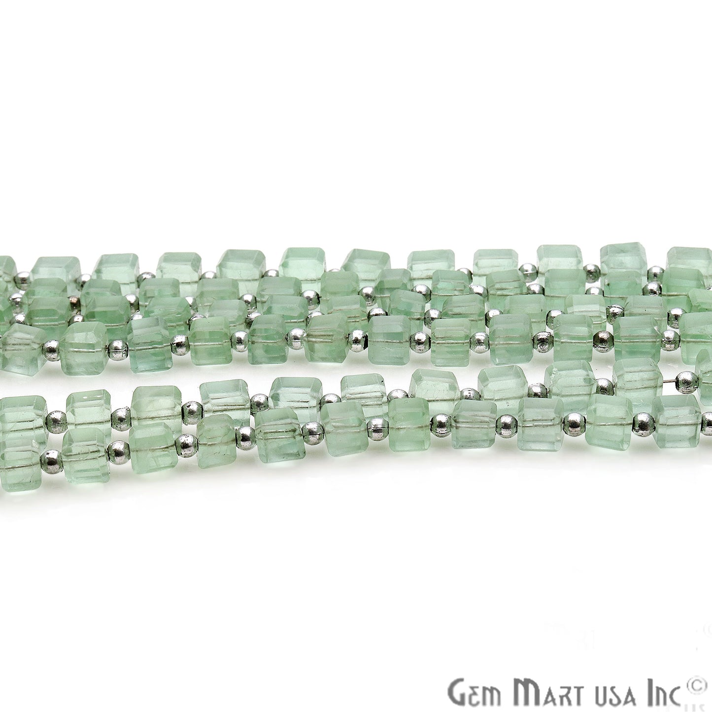 Green Fluorite Box 6-7mm Faceted Crafting Beads Gemstone Briolette Strands 8 Inch - GemMartUSA