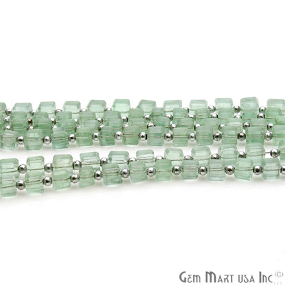 Green Fluorite Box 6-7mm Faceted Crafting Beads Gemstone Briolette Strands 8 Inch - GemMartUSA