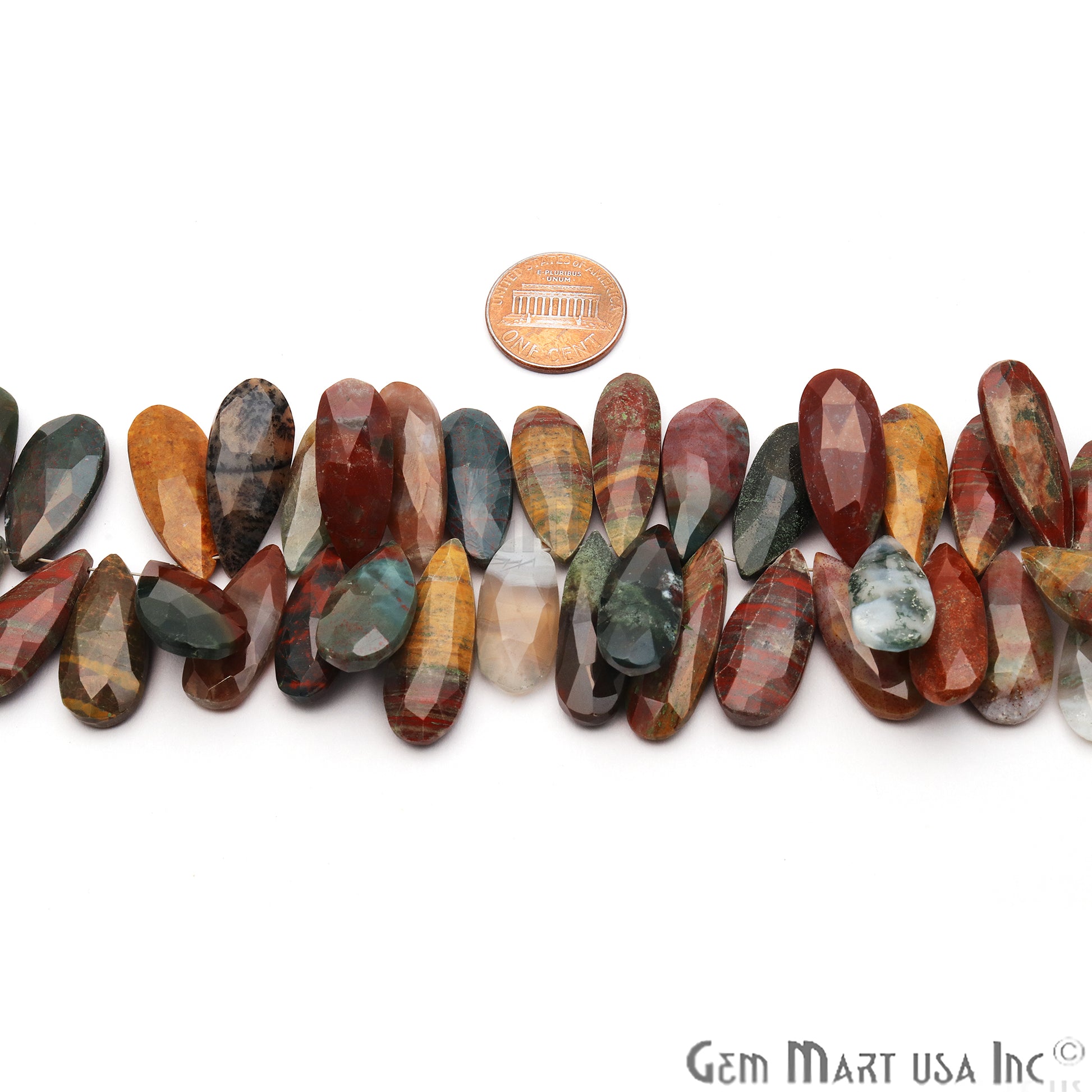 Indian Agate Pears 25x11mm Crafting Beads Gemstone Briolette Strands 8 Inch - GemMartUSA