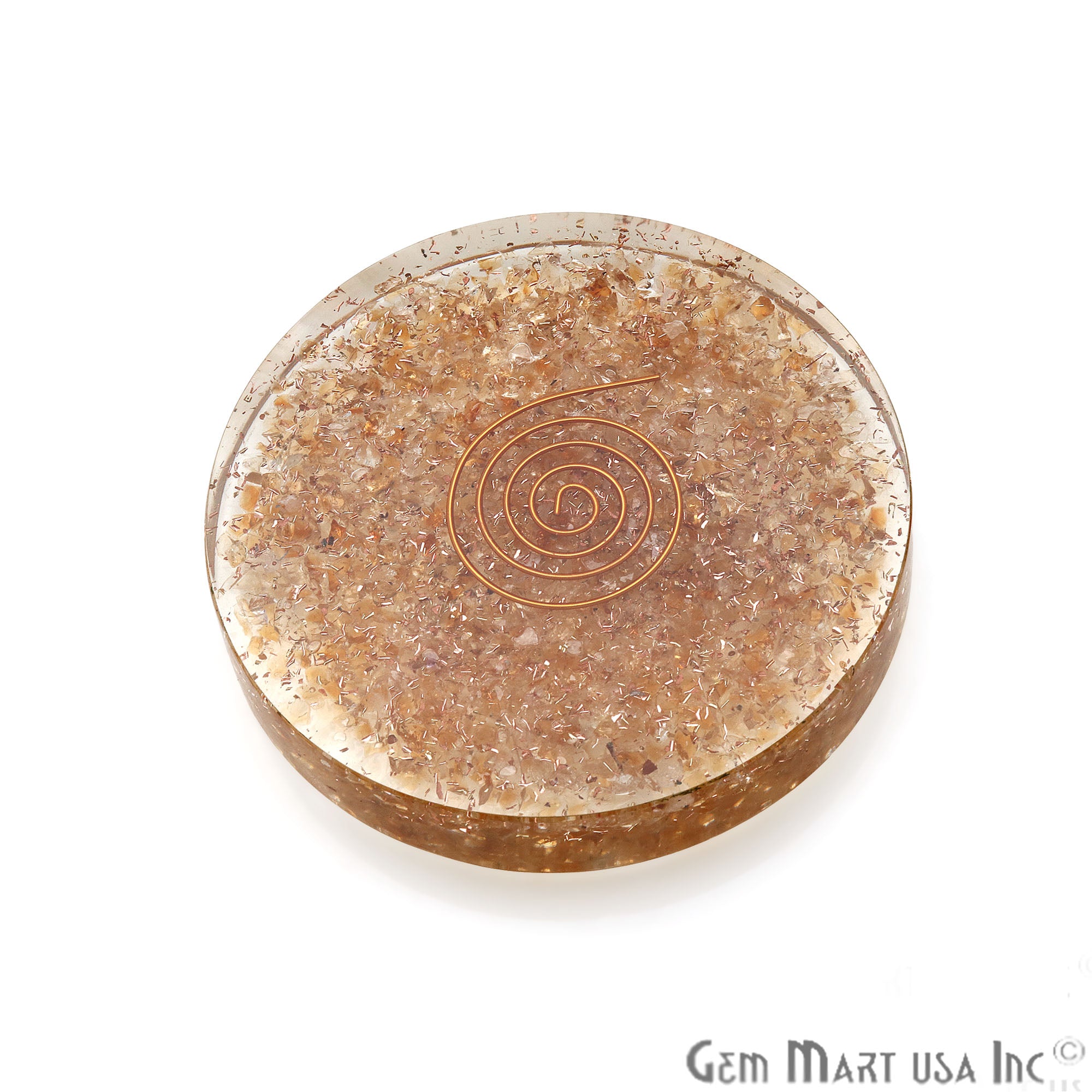 Citrine Healing Stone Plate , Tourmaline Meditation Stone, Home Decor 80MM - GemMartUSA