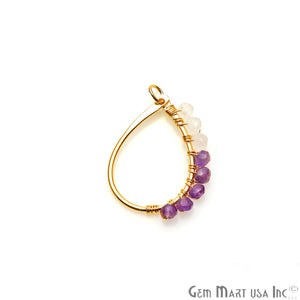 DIY Rainbow & Amethyst 27x20mm Gold Plated Wire Wrapped Connector