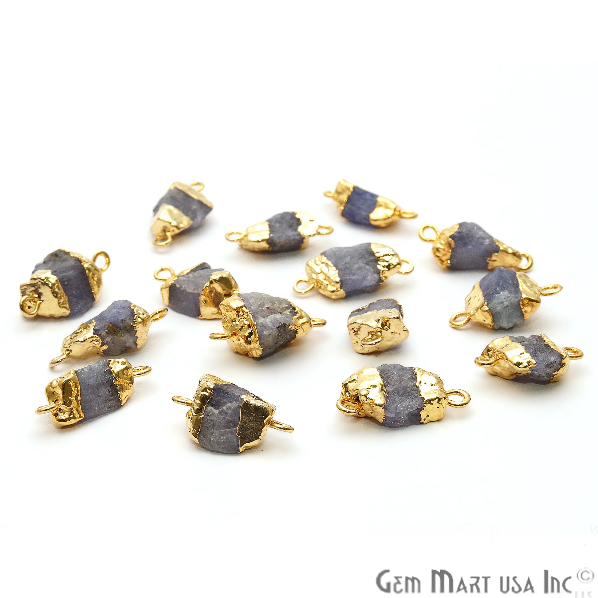 Rough Tanzanite Organic 19x10mm Gold Electroplated Pendant Connector - GemMartUSA