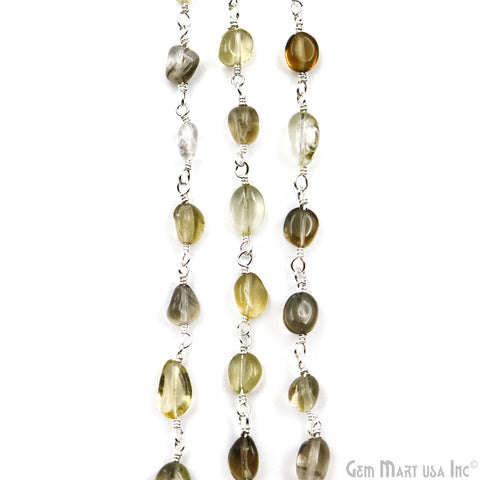 Bio Lemon Tumble Beads 8x5mm Silver Plated Gemstone Rosary Chain