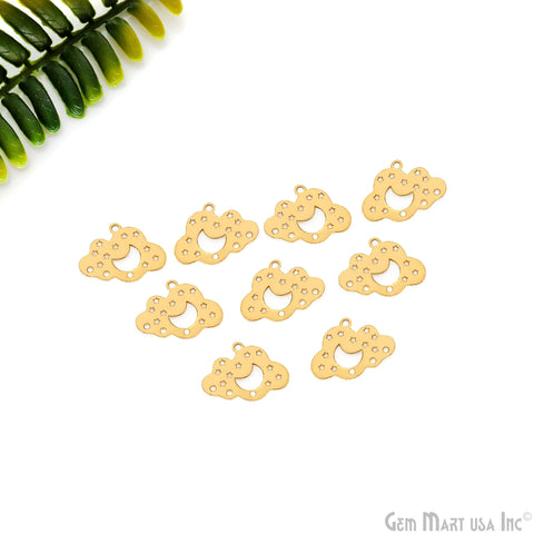 Clouds Moon With Star Charm Laser Finding Gold Plated 19x25mm Charm For Bracelets & Pendants