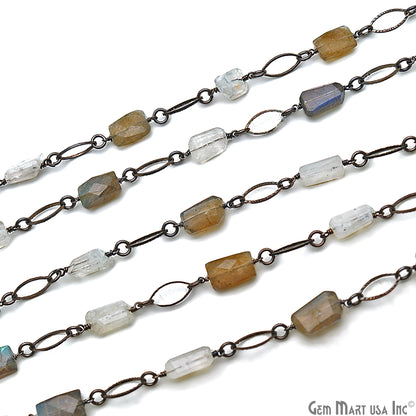 Labradorite & Rainbow With Oxidized Marquise Finding Rosary Chain