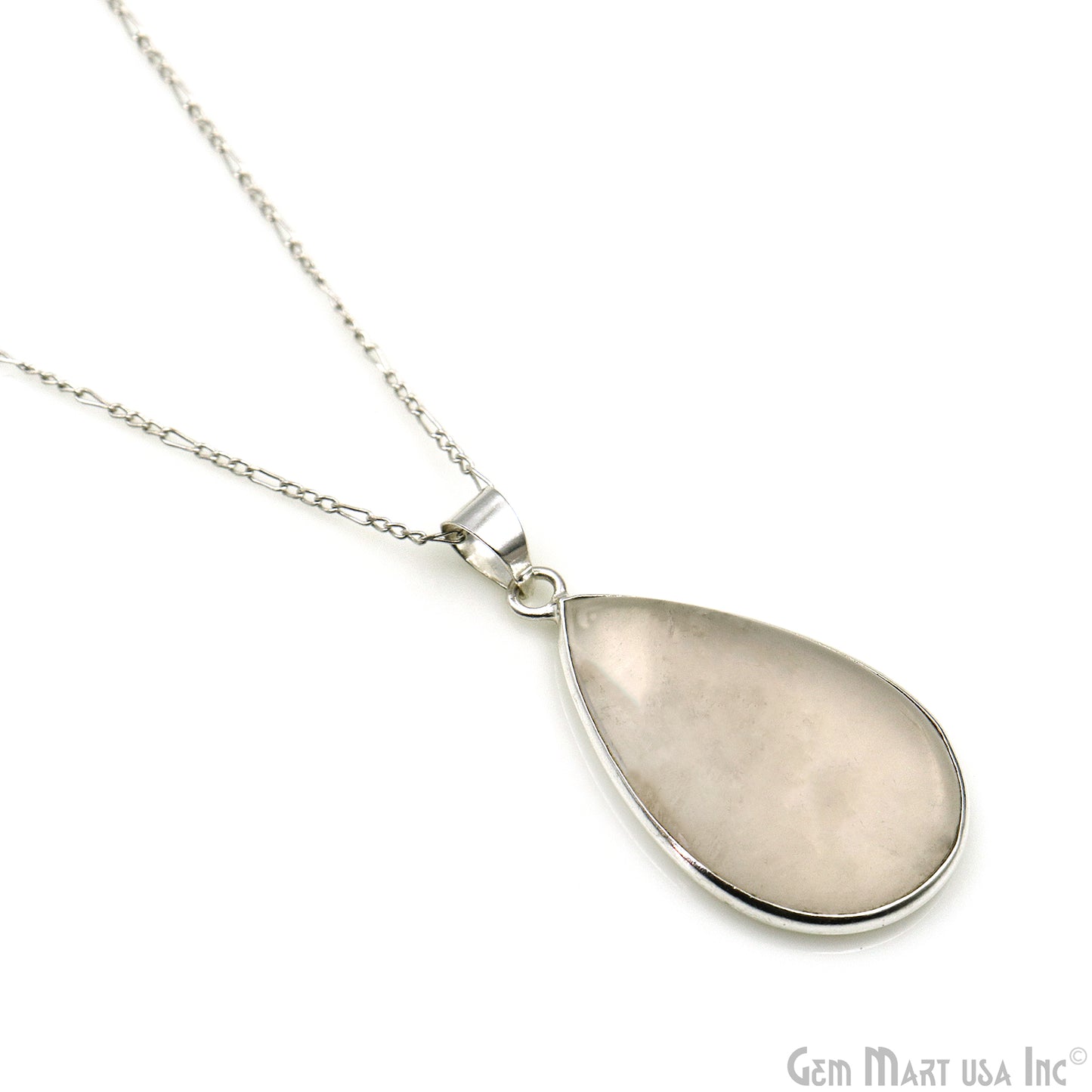 Rose Quartz Gemstone Pears 40x23mm Sterling Silver Necklace Pendant 1PC