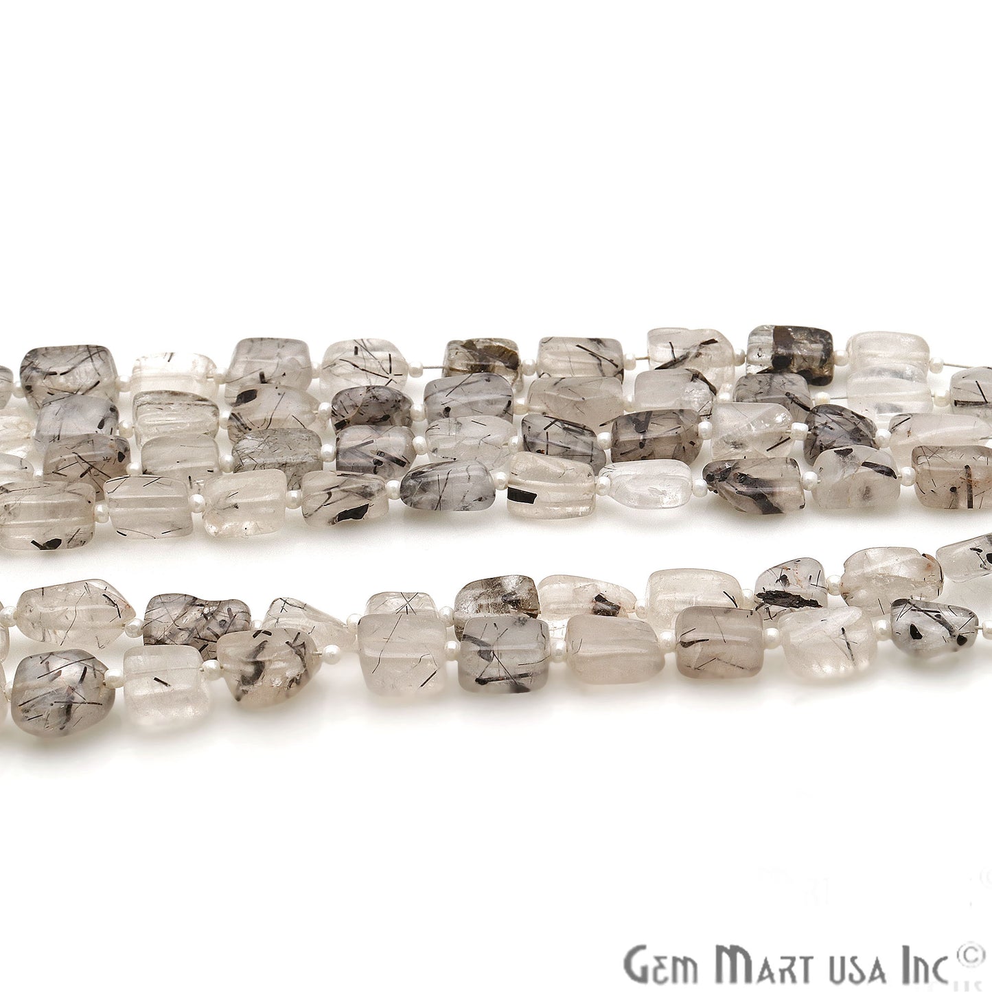 Rutilated Free Form 12x8mm Tumble Beads Gemstone Strands - GemMartUSA