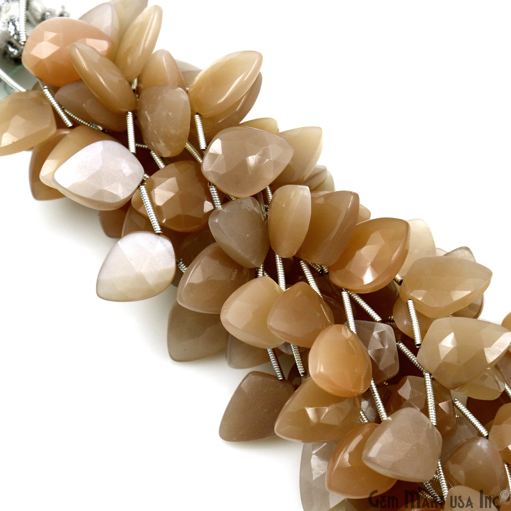 Peach Moonstone Faceted Kite Shape 16x12mm Gemstone 6 Inch Strands Briolette Drops