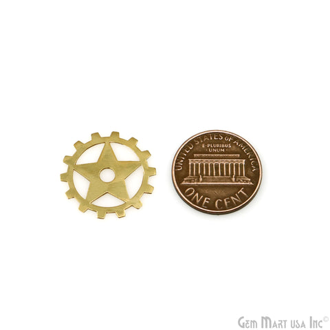 Star in Round Charm Laser Finding Gold Plated 20mm Charm For Bracelets & Pendants