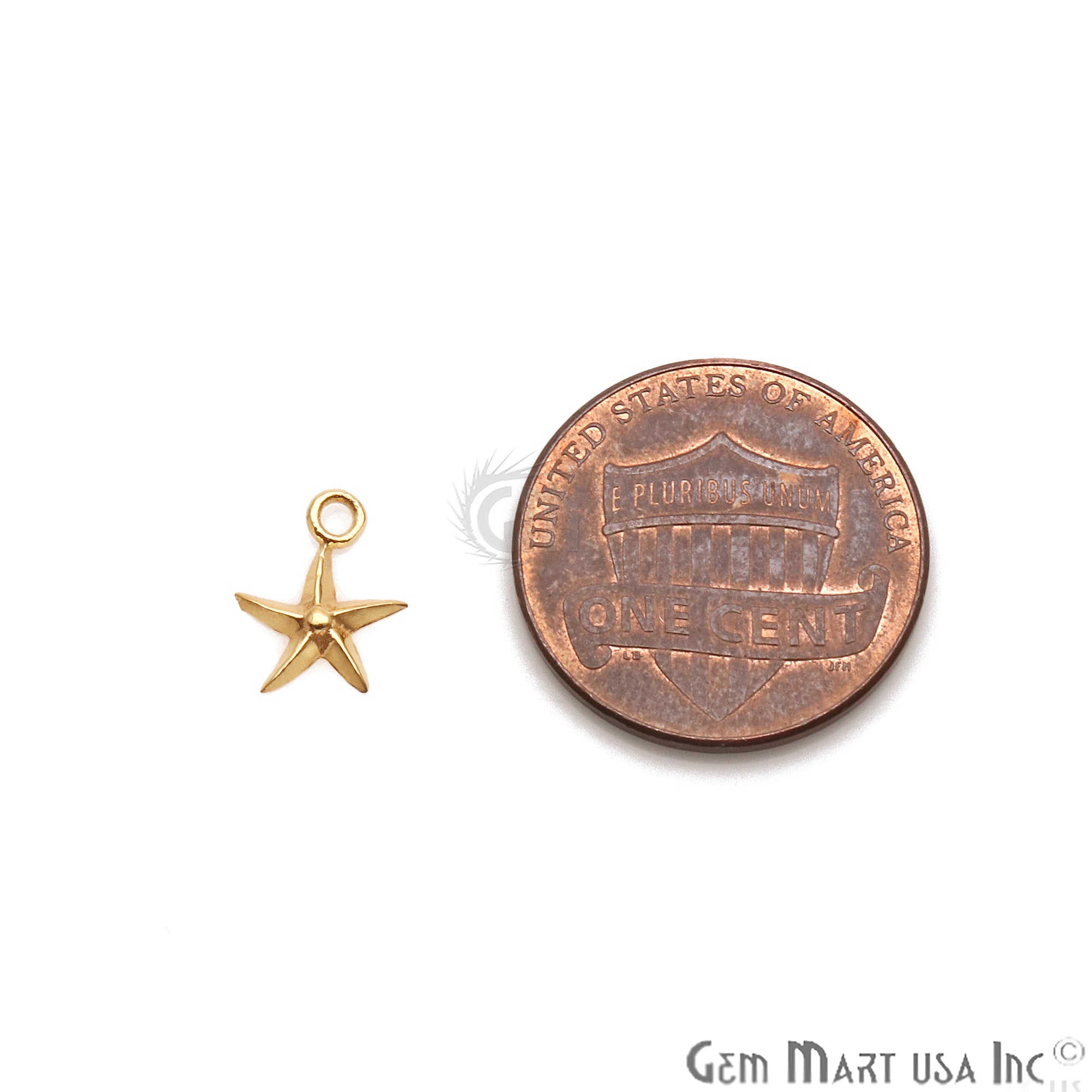 Star Shape 9x8mm Gold Plated Finding Charm, DIY Jewelry - GemMartUSA