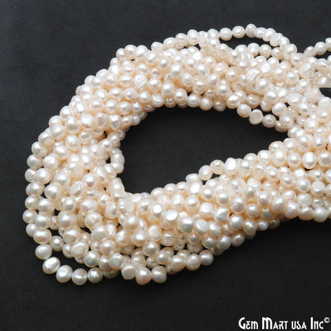 Pearl Rough Beads, 16 Inch Gemstone Strands, Drilled Strung Briolette Beads, Free Form, 6x4mm