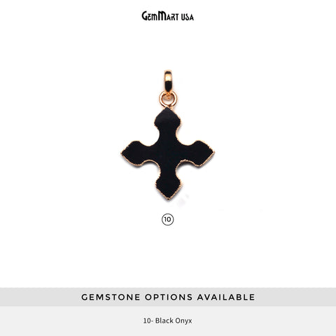 Gold Plated Gemstone 29x25mm Medieval Cross Shape Pendant (Pick Gemstone)