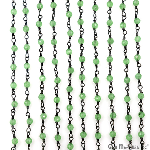Peridot Monalisa Faceted Beads 3-3.5mm Oxidized Gemstone Rosary Chain