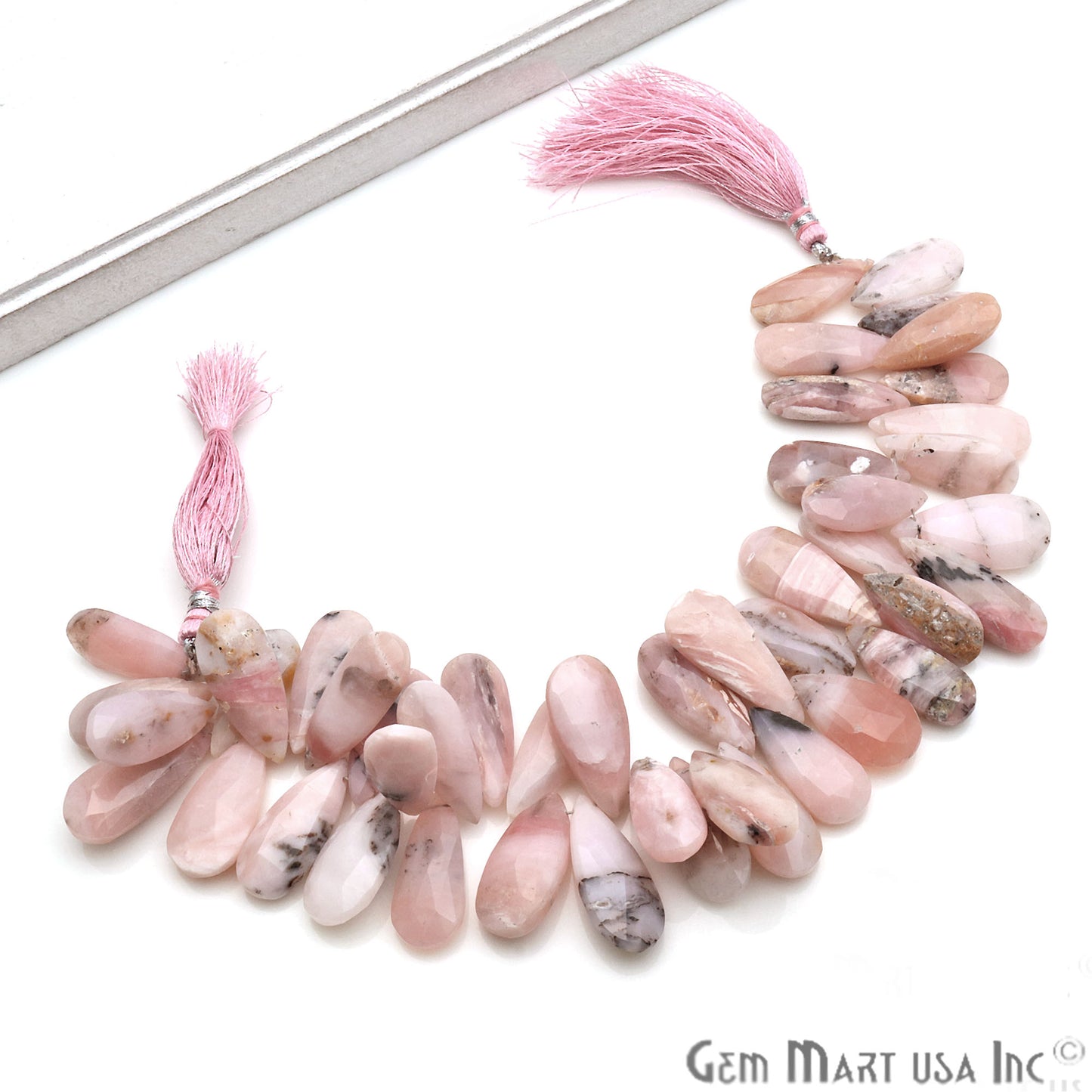 Pink Opal Pears 24x11mm Crafting Beads Gemstone Briolette Strands 8 INCH - GemMartUSA