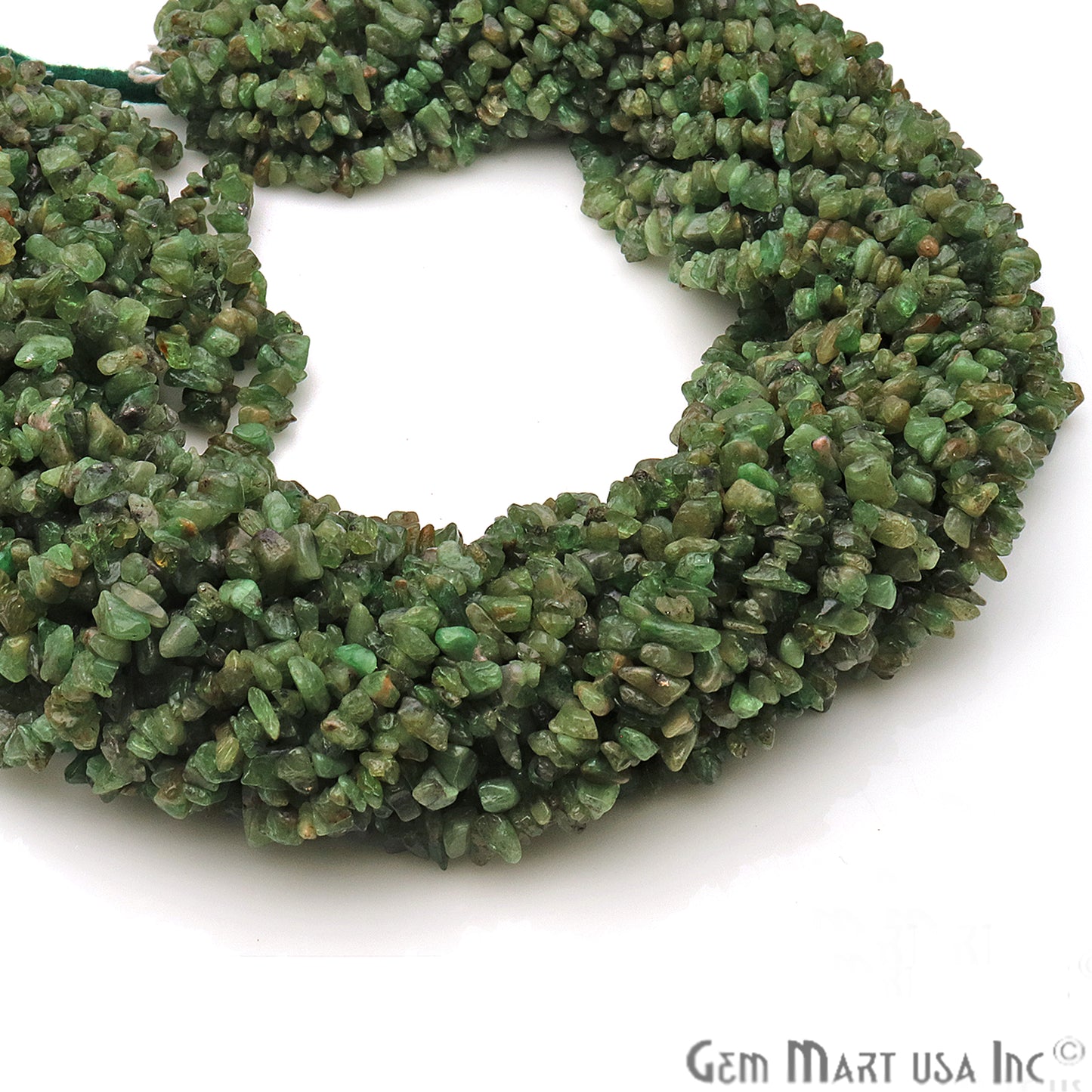 Natural Tsavorite Light 4-6mm Nugget Chips Strand 34 Inch - GemMartUSA