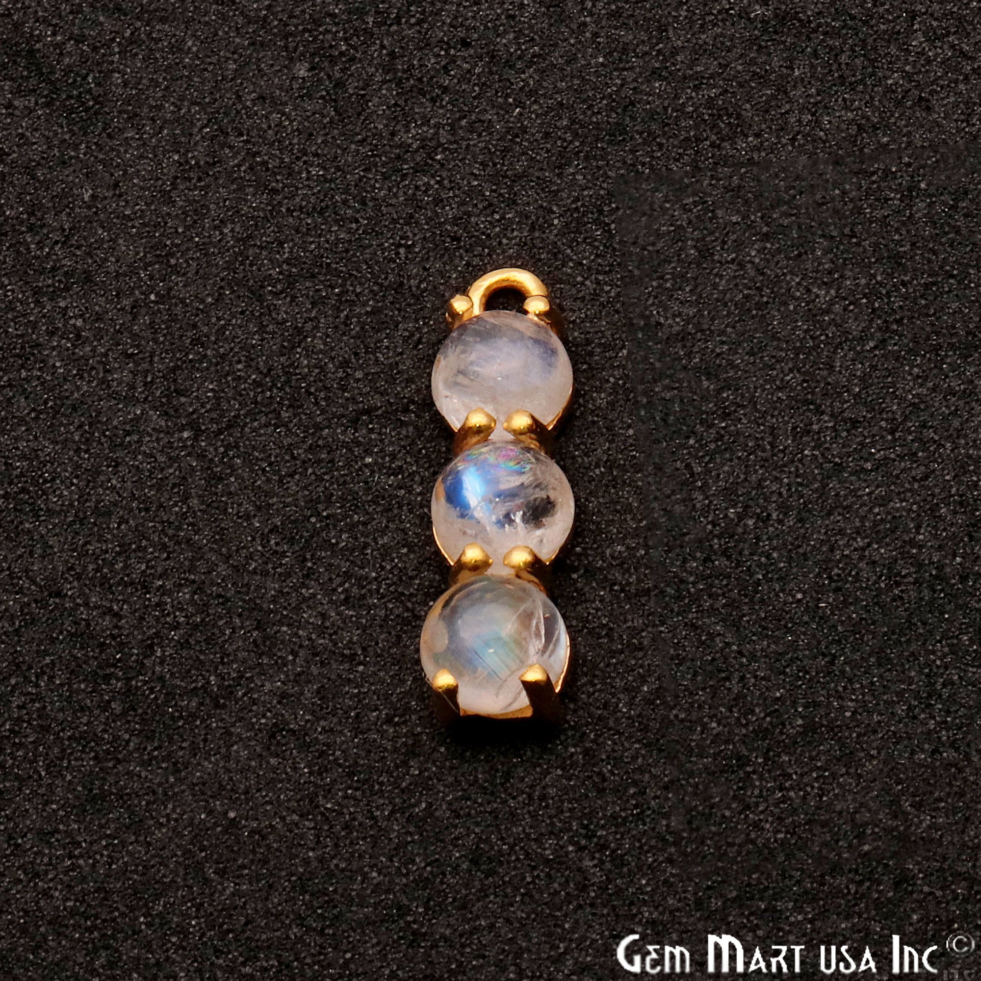 Rainbow Moonstone 22x6mm Prong Setting Gold Plated Component Connector - GemMartUSA