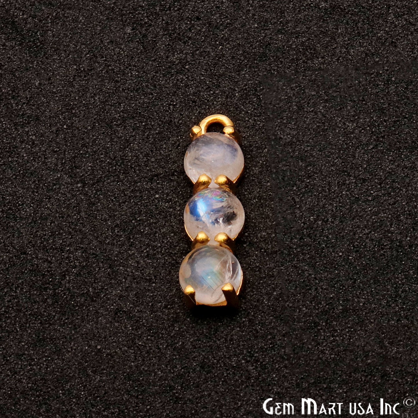 Rainbow Moonstone 22x6mm Prong Setting Gold Plated Component Connector - GemMartUSA