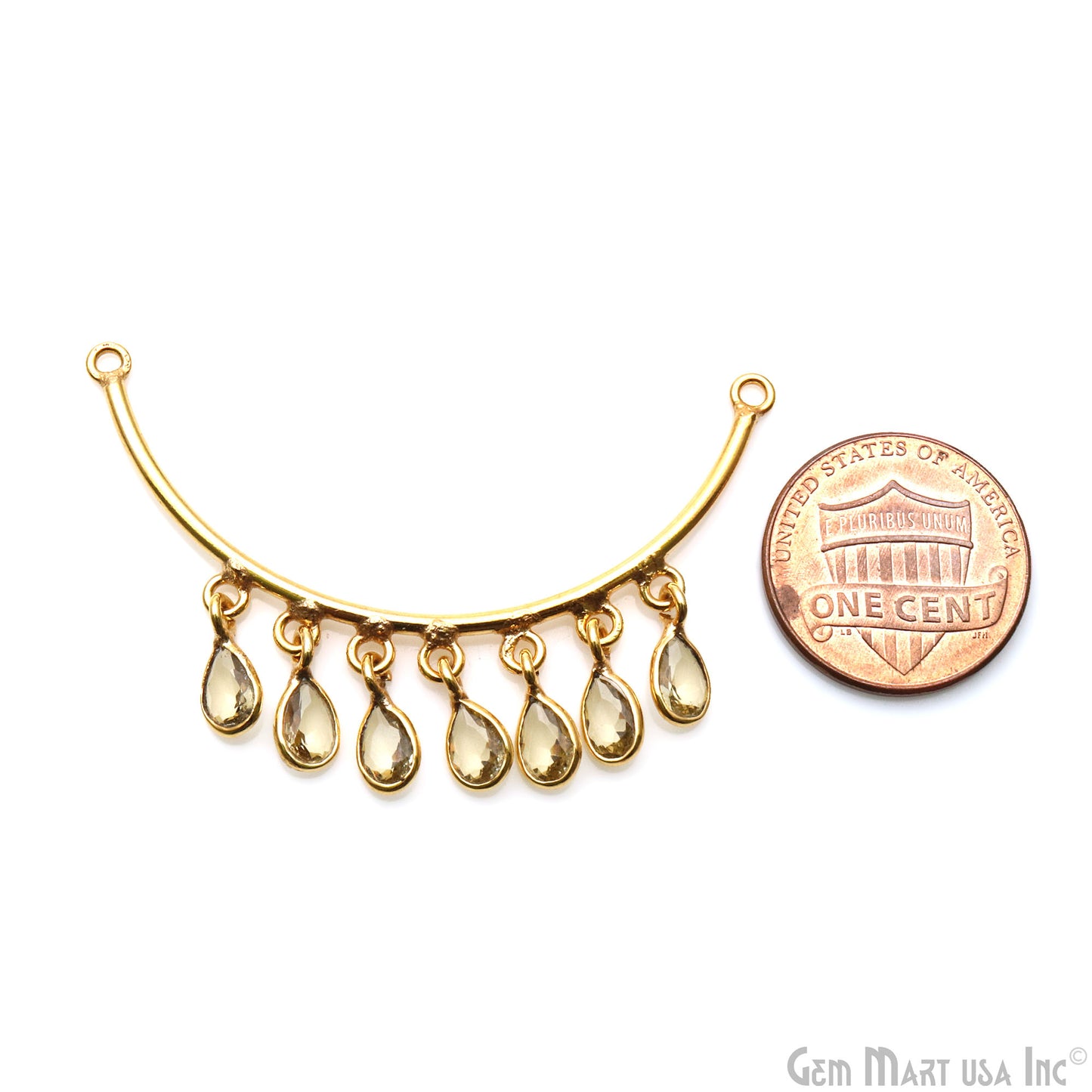 Crescent Moon Gold Plated Double Bail Pear Chandelier Necklace