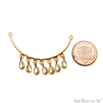 Crescent Moon Gold Plated Double Bail Pear Chandelier Necklace