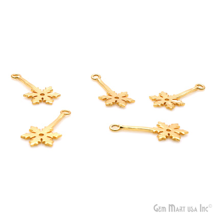 Snowflake Shape 27x12mm Gold Plated Textured Charm Minimalist Finding