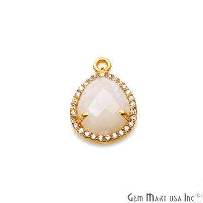 Gemstone Pears Shape 10x12mm CZ Pave Connector (Pick Stone) - GemMartUSA