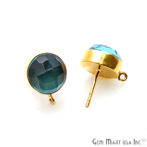 DIY Round 10mm Gold Bail Gemstone stud Earring (Pick Your Gemstone) - GemMartUSA