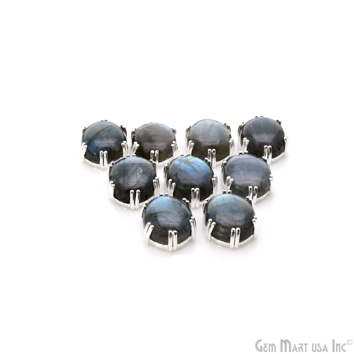 Flashy Labradorite Cabochon 25x15mm Oval Prong Silver Setting Single Bail Gemstone Connector