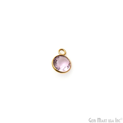 Morganite Quartz Round 6mm Single Bail Gold Plated Brilliant Cut Gemstone Connector