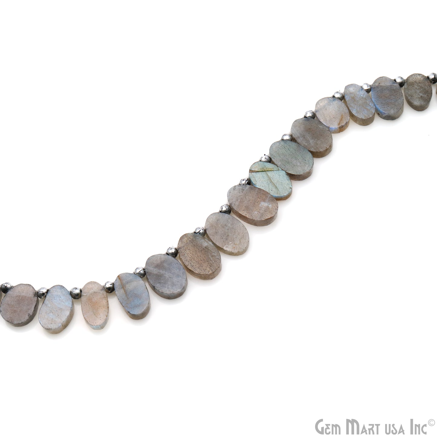 Labradorite Oval Beads, 6 Inch Gemstone Strands, Drilled Strung Briolette Beads, Oval Shape, 8x12mm