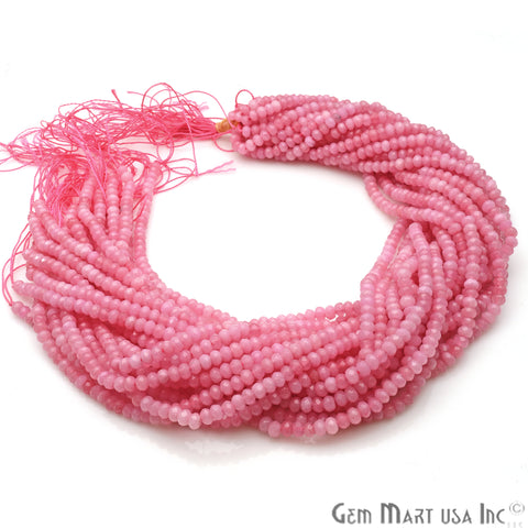 Baby Pink Jade 3-4mm Faceted Rondelle Beads Strands 14Inch - GemMartUSA