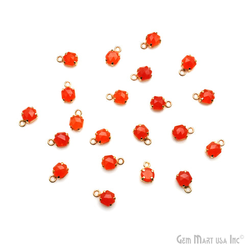 Carnelian Faceted Hexagon 6-7mm Prong Gold Plated Single Bail Connector