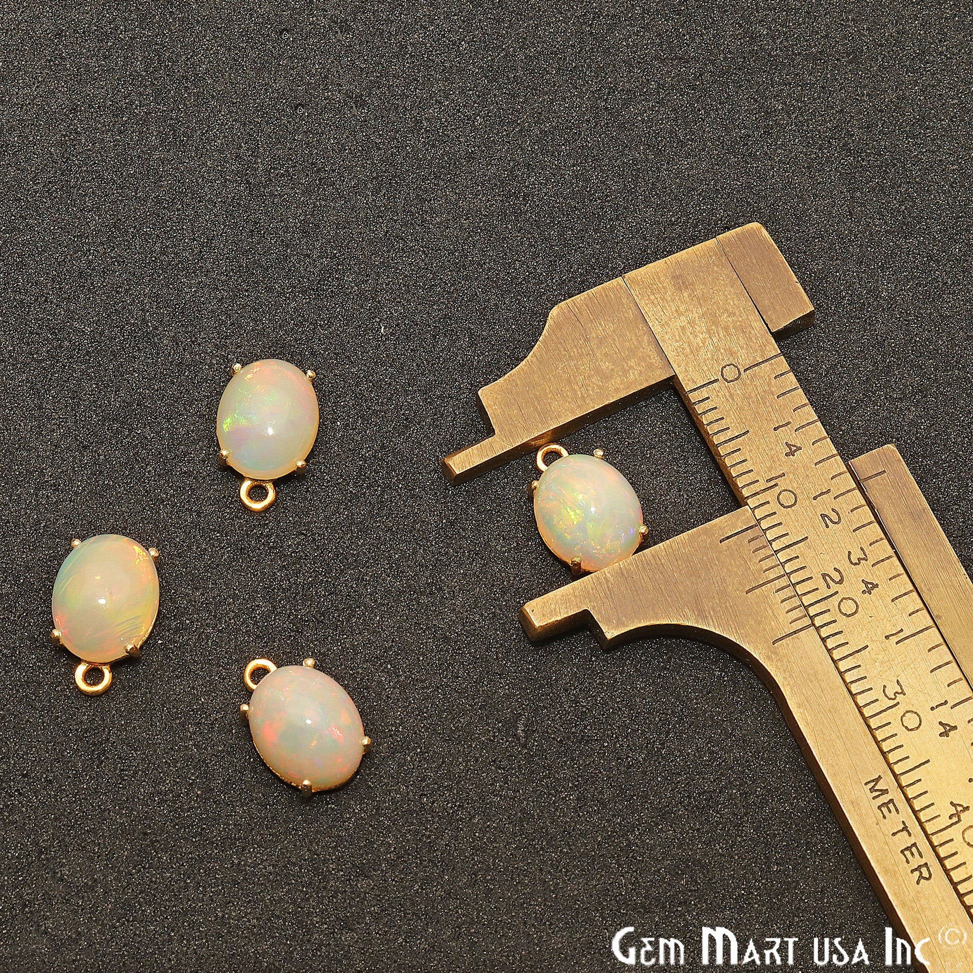 Opal Gemstone Oval 8x10mm Prong Setting Gold Plated Connector - GemMartUSA