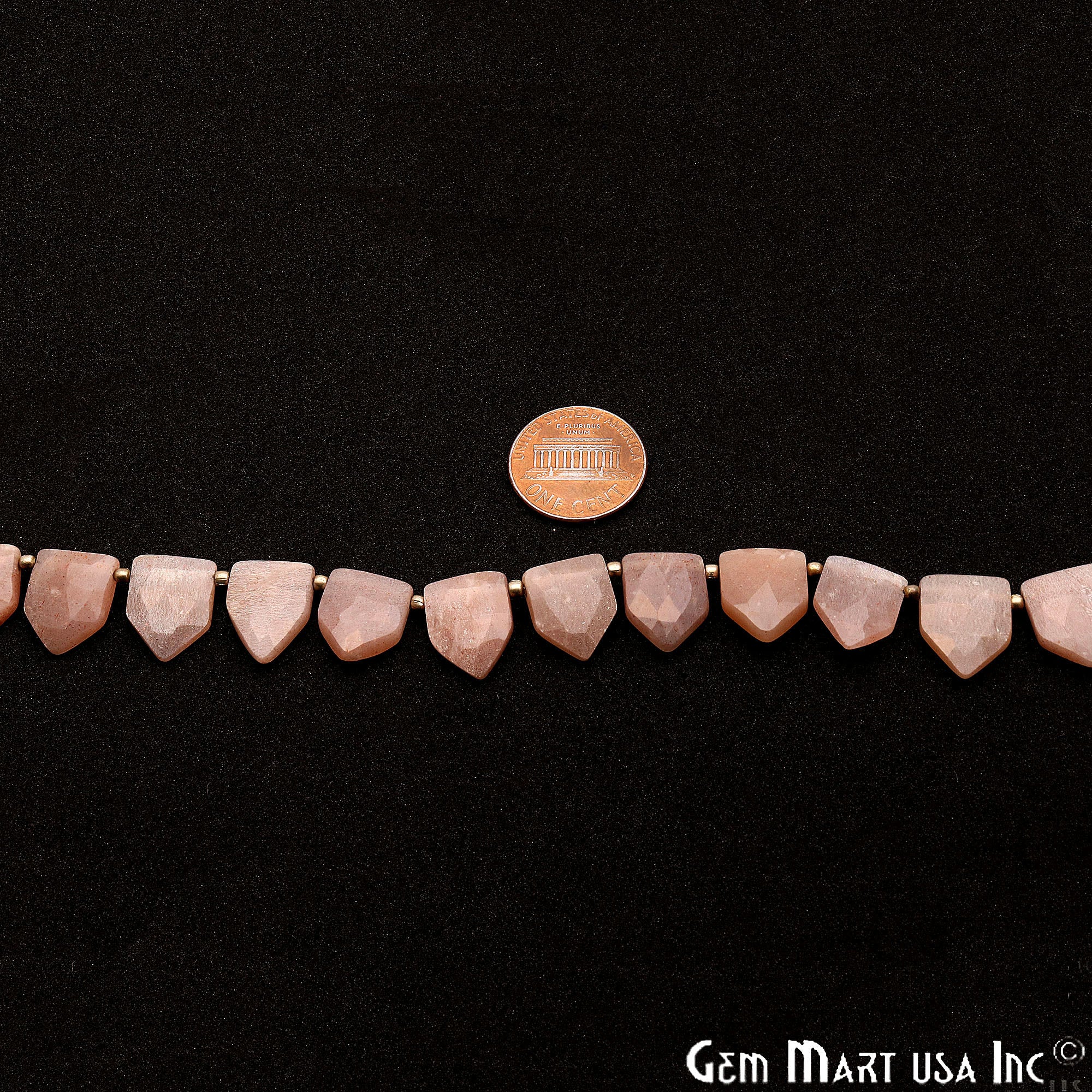 Peach Moonstone Pentagon 14x10mm Crafting Beads Gemstone Briolette Strands 8 Inch - GemMartUSA
