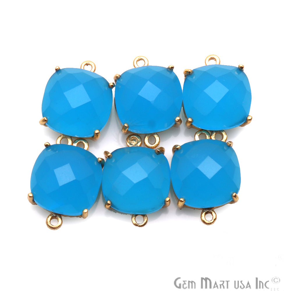 Square 10mm Gold Plated Double Bail & Prong Setting Gemstone Connector - GemMartUSA