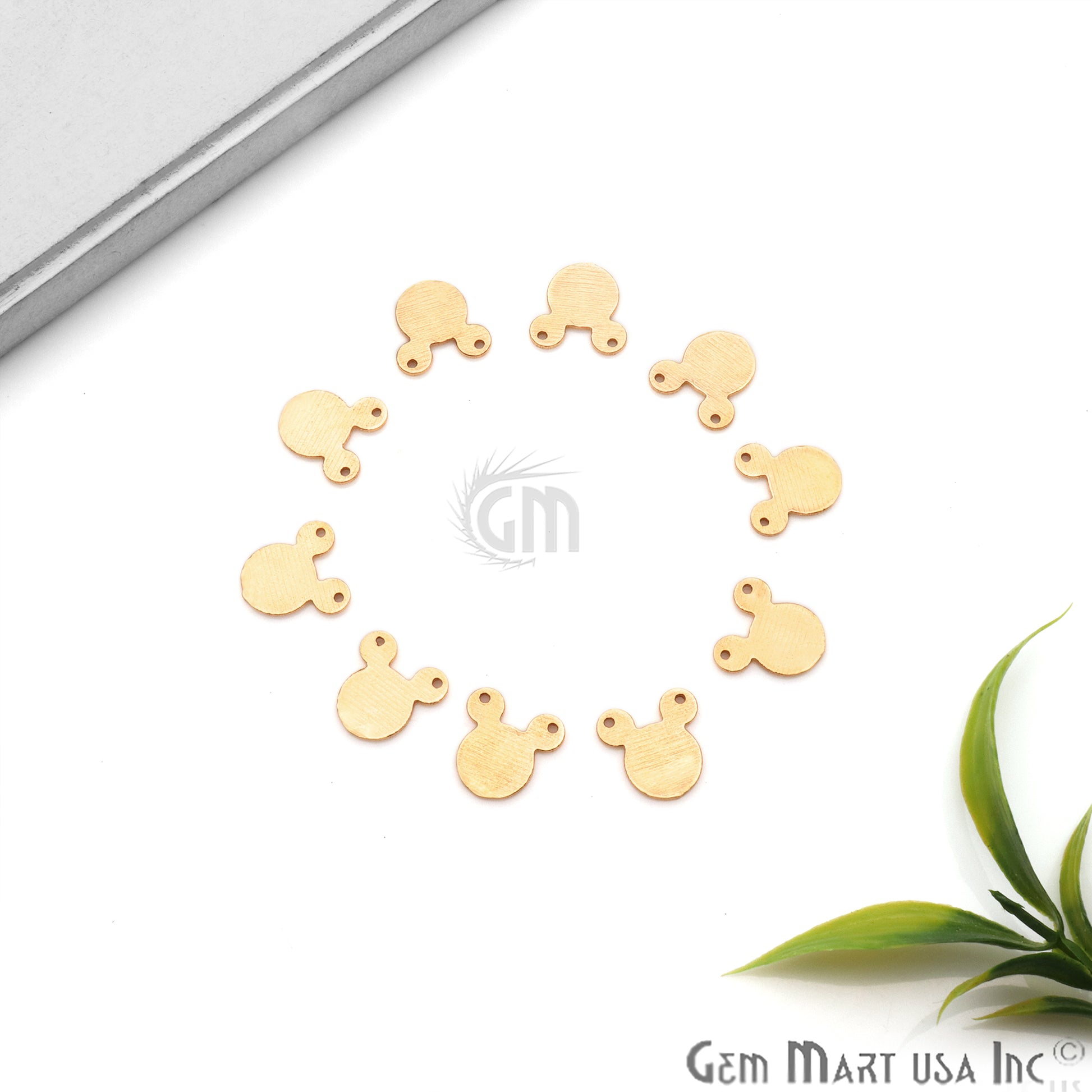 Micky Face Shape 13x10mm Gold Plated Finding Charm, DIY Jewelry - GemMartUSA