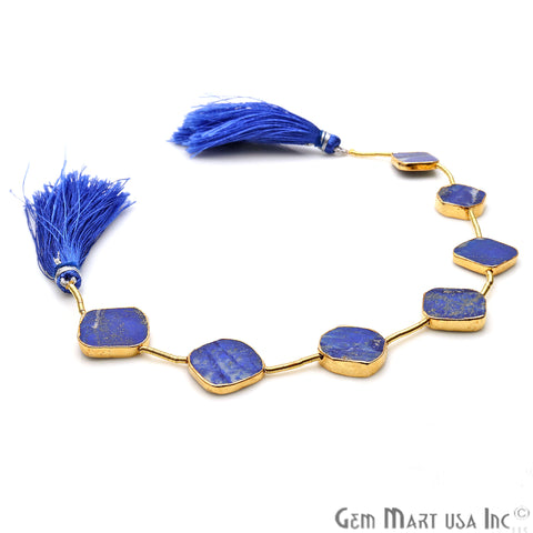 Lapis Free Form 18x15mm Gold Edged Crafting Beads Gemstone Strands 9INCH - GemMartUSA
