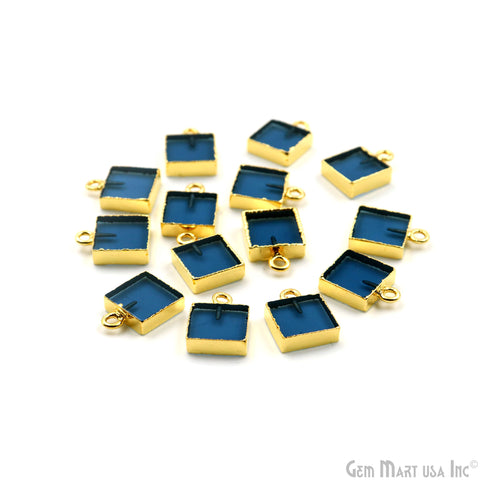 Square 10mm Single Bail Gold Electroplated Gemstone Connector