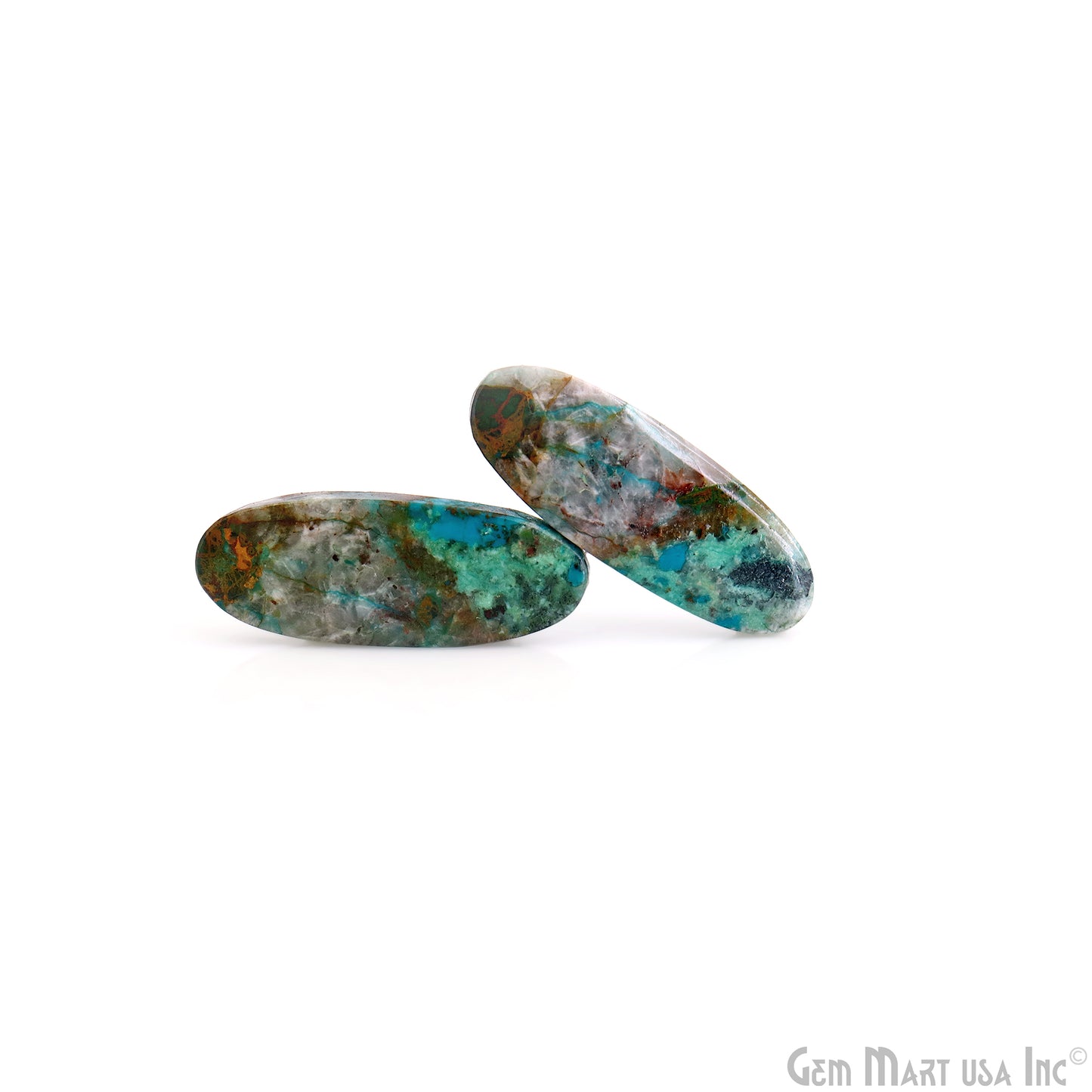 Chrysocolla Oval Shape 37X14mm Loose Gemstone For Earring Pair