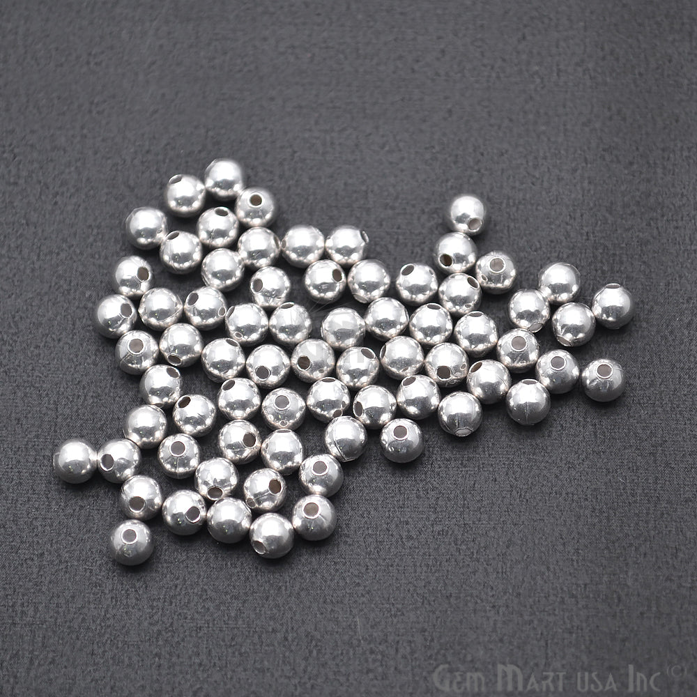 10pc Lot Ball Finding 4mm Silver Plated Round Jewelry Making Charm - GemMartUSA